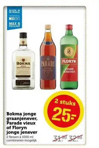 CoopCompact Bokma Jonge Graanjenever, Parade Vieux Of Floryn Jonge Jenever aanbieding