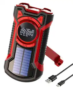 ANWB Thousandtravelmiles Noodradio met solar dynamo Bluetooth en powerbank Rood aanbieding