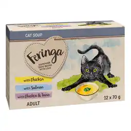 Zooplus Feringa Kattensoep 12 x 70 g - Mixpakket (Kip, Zalm, Kip en tonijn) aanbieding