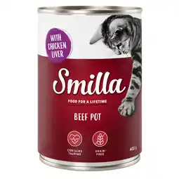 Zooplus 6x400g Rundvleesstukjes met Kippenlever Smilla Kattenvoer aanbieding