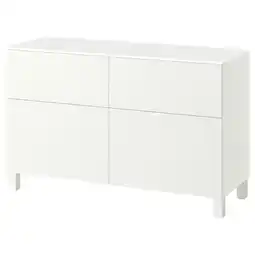 IKEA BestÅ Opbergcombi met deuren/lades, wit/förvaltare wit, 120x42x75 cm aanbieding