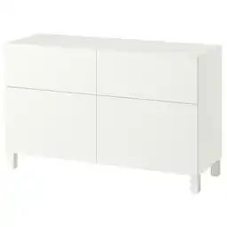 IKEA BestÅ Opbergcombi met deuren/lades, Förvaltare wit/stubbarp wit, 120x42x74 cm aanbieding