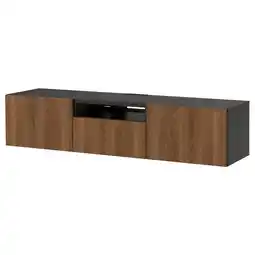 IKEA BestÅ Tv-meubel, zwartbruin/lappviken walnootpatroon, 180x42x39 cm aanbieding