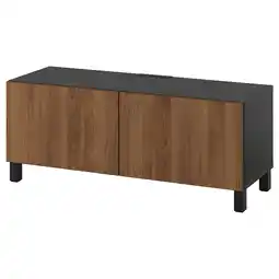 IKEA BestÅ Tv-meubel met deuren, zwartbruin/lappviken/stubbarp walnootpatroon, 120x42x48 cm aanbieding