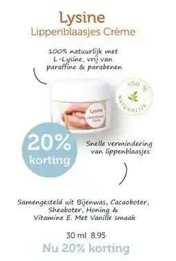 De Rode Pilaren Lysine Lippenblaasjes Crème aanbieding