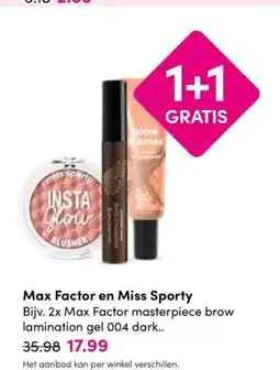 Drogisterij Visser Max Factor en Miss Sporty aanbieding