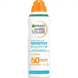 Etos Garnier Ambre Solaire Sensitive Expert Hypoallergene Zonnebrand Mist SPF50 150 ML aanbieding