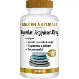 Etos Golden Naturals Magnesium Bisglycinaat 300 mg Tabletten Voordeelpot 180 stuks aanbieding