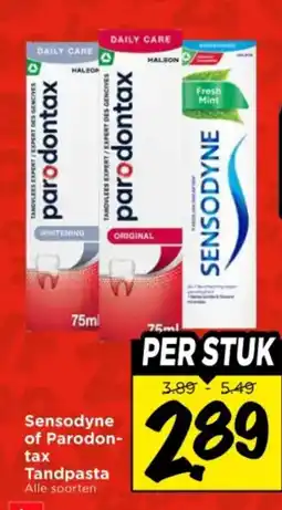 Vomar Voordeelmarkt Sensodyne of Parodon- tax Tandpasta aanbieding