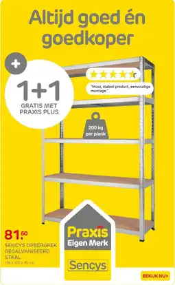 Praxis Sencys opbergrek gegalvaniseerd staal aanbieding