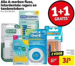 Kruidvat Alle A-merken floss, interdentale ragers en tandenstokers aanbieding