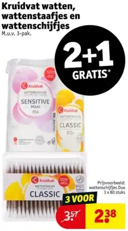 Kruidvat Kruidvat watten, wattenstaafjes en wattenschijfjes aanbieding
