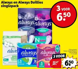 Kruidvat Always en Always Daillies singlepack aanbieding