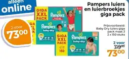 Trekpleister Pampers luiers en luierbroekjes giga pack aanbieding
