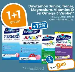 Trekpleister Davitamon Junior, Tiener, Magnesium, Vitamine D en Omega-3 Visolie aanbieding