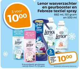 Trekpleister Lenor wasverzachter en geurbooster en Febreze textiel spray aanbieding
