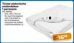 Trekpleister Tristar elektrische onderdeken 1 persoons aanbieding