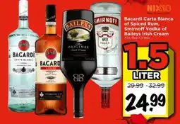 Vomar Voordeelmarkt Bacardi Carta Blanca of Spiced Rum, Smirnoff Vodka of Baileys Irish Cream aanbieding