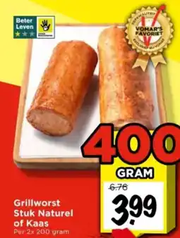 Vomar Voordeelmarkt Grillworst Stuk Naturel of Kaas aanbieding