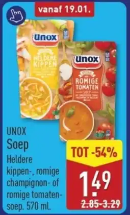 ALDI Unox soep aanbieding