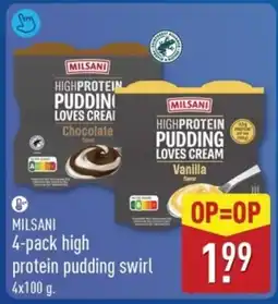 ALDI Milsani high protein pudding swirl aanbieding