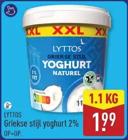 ALDI Lyttos griekse stijl yoghurt 2% aanbieding