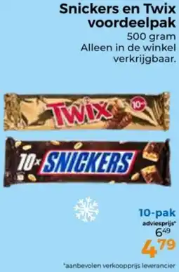 Trekpleister Snickers en Twix voordeelpak aanbieding