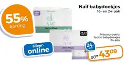 Trekpleister Naïf babydoekjes aanbieding