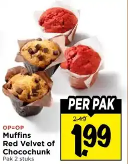 Vomar Voordeelmarkt Muffins Red Velvet of Chocochunk aanbieding