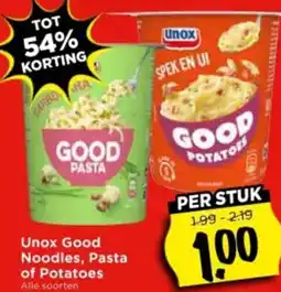 Vomar Voordeelmarkt Unox Good Noodles, Pasta of Potatoes aanbieding