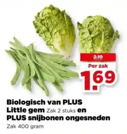 PLUS Biologisch van PLUS Little gem en PLUS snijbonen ongesneden aanbieding