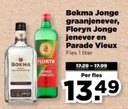 PLUS Bokma Jonge graanjenever, Floryn Jonge jenever en Parade Vieux aanbieding