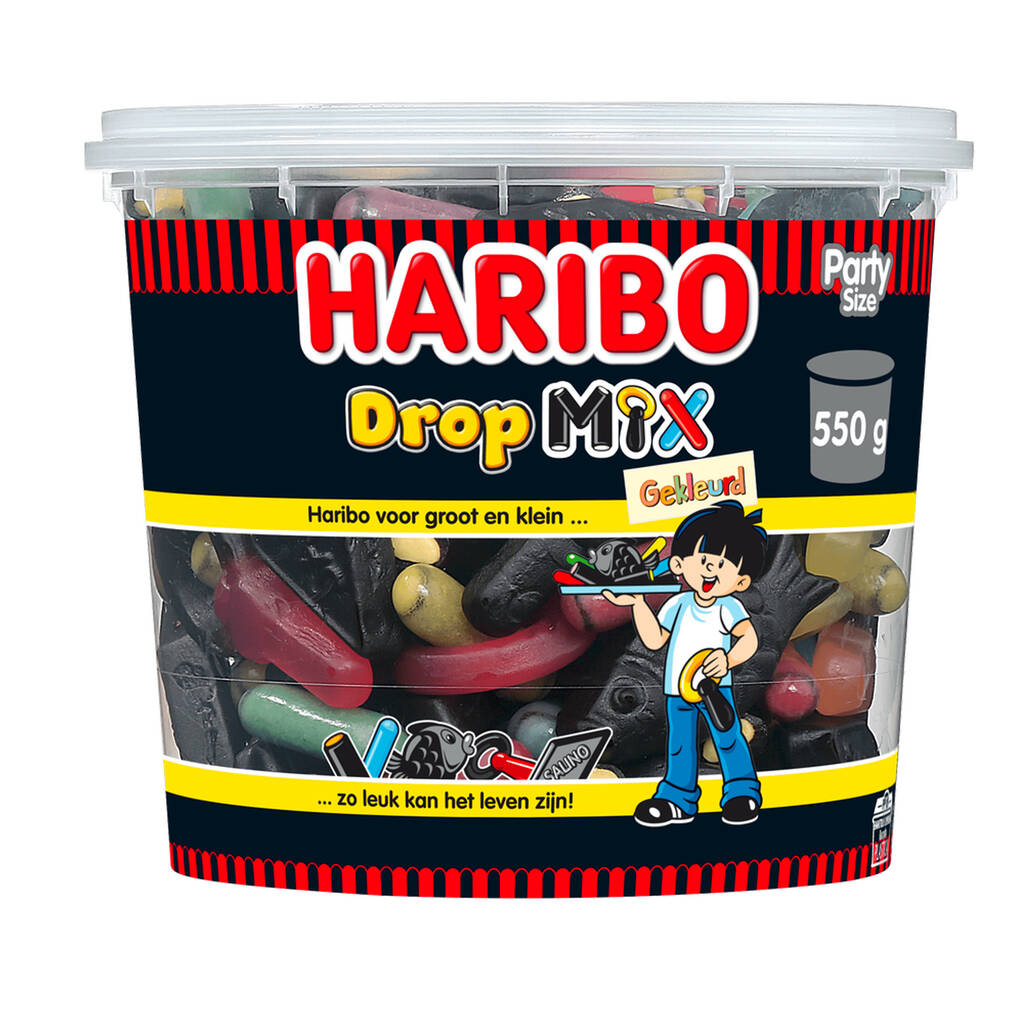 Ax Ribo Plus Haribo Dropmix gekleurd silo Per 550 g aanbieding bij PLUS