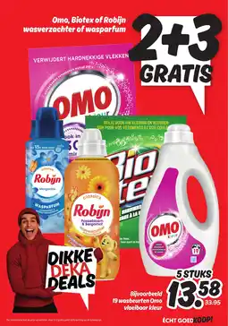 Dekamarkt Omo, Biotex of Robijn wasverzachter of wasparfum aanbieding