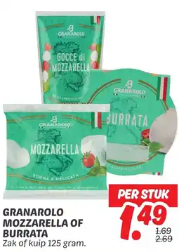 Dekamarkt Granarolo mozzarella of burrata aanbieding