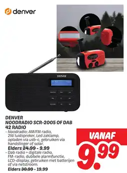 Dekamarkt Denver noodradio SCR-2005 OF DAB 42 Radio aanbieding