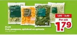 PLUS PLUS Prei, pompoen, spitskool en spinazie aanbieding