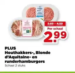 PLUS PLUS Houthakkers-, Blonde d'Aquitaine- en runderhamburgers aanbieding