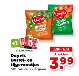PLUS Duyvis Borrel- en tijgernootjes aanbieding