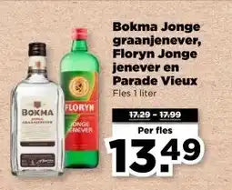 PLUS Bokma Jonge graanjenever, Floryn Jonge jenever en Parade Vieux aanbieding