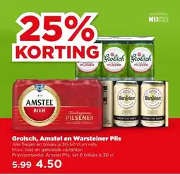 PLUS Grolsch, Amstel en Warsteiner Pils aanbieding