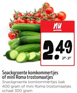 Jumbo Snackgroente komkommertjes of mini Roma trostomaatjes' aanbieding