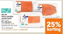 Albert Heijn Alle AH Verse zalmfilet zonder huid aanbieding