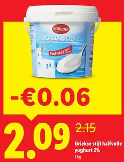 Lidl Griekse stijl halfvolle yoghurt 2% aanbieding