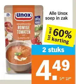 Albert Heijn Alle Unox soep in zak aanbieding