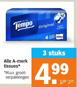 Albert Heijn Alle A-merk tissues aanbieding