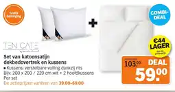 Albert Heijn Set van katoensatijn dekbedovertrek en kussens aanbieding