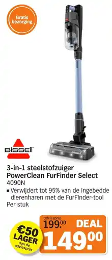 Albert Heijn 3 in 1 steelstofzuiger PowerClean FurFinder Select 4090N aanbieding