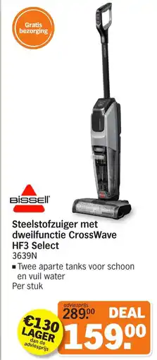 Albert Heijn Steelstofzuiger met dweilfunctie CrossWave HF3 Select aanbieding
