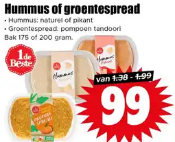 Dirk Hummus of groentespread aanbieding